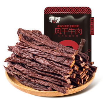 蒙都 超干粗条牛肉干 香辣味200g 约九成风干 零食 肉干肉脯 清真 /休闲食品 /肉类零食 /牛肉类 商品图0