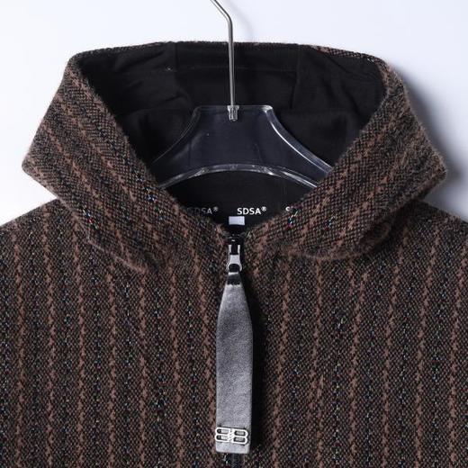 WY1507SDSA男士秋冬新款痞帅男装休闲绒毛竖纹刺绣半拉链连帽卫衣百搭 商品图2