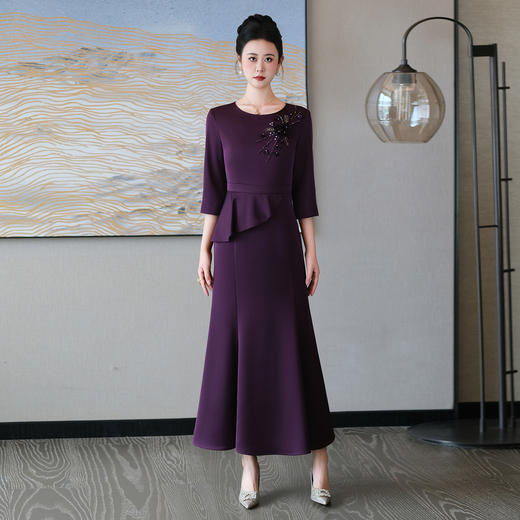 5IF5507-1高端喜婆婆婚宴装2025新款喜妈妈婚礼服小个子高贵日常可穿连衣裙 商品图2