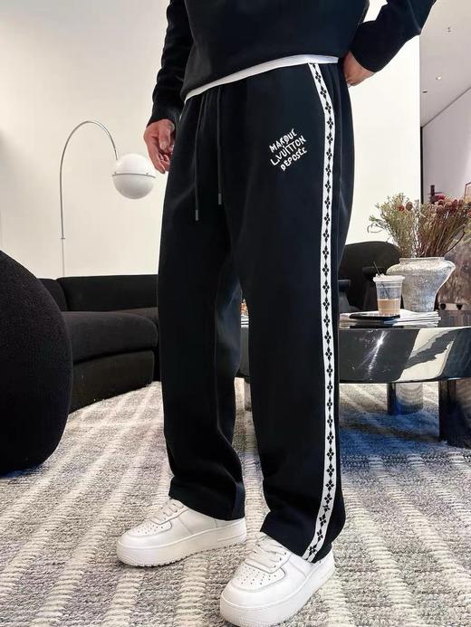 秋冬新款刺绣定制织带针织休闲宽松运动直筒 卫裤 商品图0