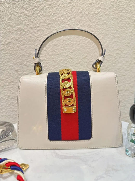 GUCCI 塞尔维亚 白色 花卉刺绣 box牛皮 小号 斜挎包 商品图1