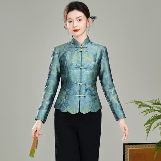 【金荷】冬装夹棉保暖新中式国风开襟唐装外套棉袄上衣T25168 商品图0