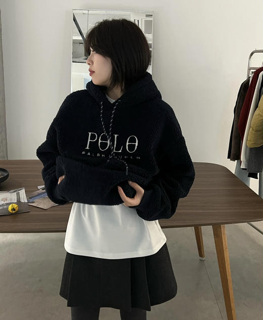 原单拉夫*伦男女款羊羔绒连帽卫衣122001 商品图2