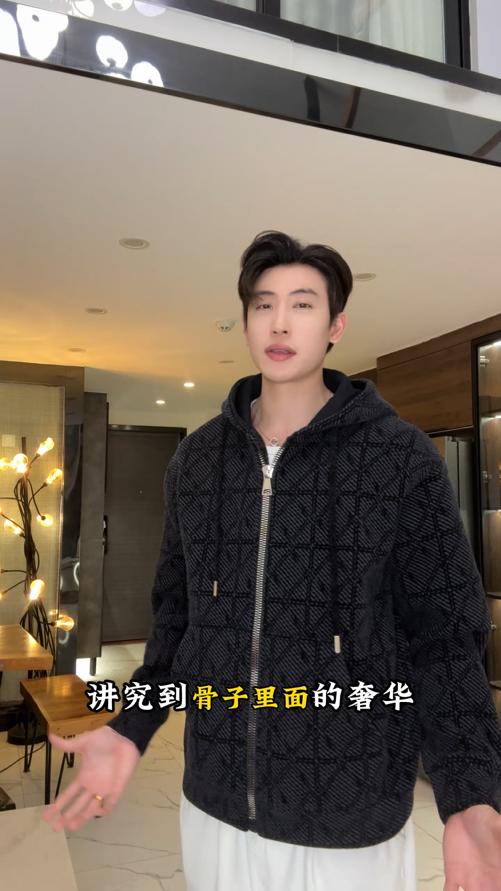 SDSA秋冬新款痞帅男装潮流高街提花格子撞色拉链连帽卫衣外套百搭 商品图0