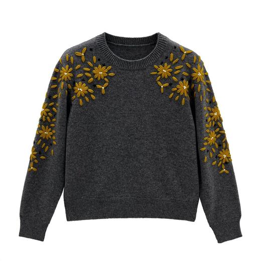 「高货rp」全新升级【铂金会员404/天猫539/差价135】(03516)洛诗琳重工手工钩花羊毛衫2025冬季圆领套头加厚针织上衣 商品图4