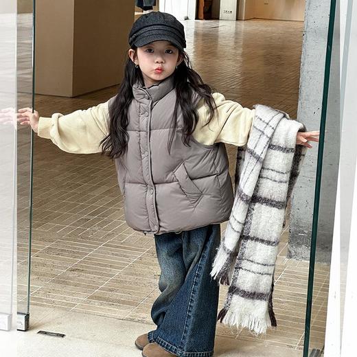 【新国标白鸭绒可溯源】儿童冬季休闲百搭保暖羽绒马甲宽松立领坎肩 商品图2