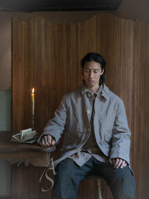 Paul Harnden 25AW 男士灰棕色条纹混织羊毛MAC JACKET 商品图1