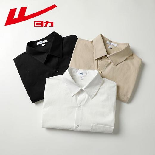 回力衬衫男生薄款纯棉夏季休闲短袖衬衣新款翻领纯色潮牌上衣 商品图9