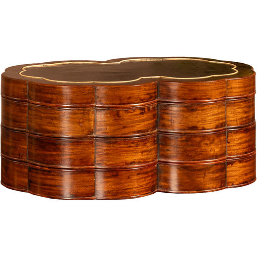 清早期	黄花梨镶瘿木梅花形双联三层盖盒 商品图5