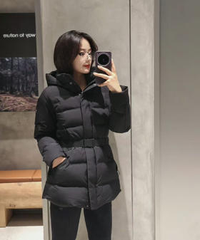 【cyz1】女士新款科技压胶连帽中长款羽绒服外套！！