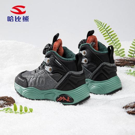 哈比熊加绒男童冬季二棉休闲鞋校园防寒运动鞋日常纽扣鞋 商品图3