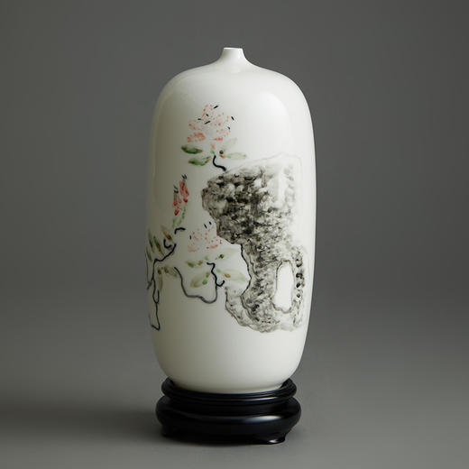 普陀山书院“禅悦”手绘白瓷梅瓶 花卉系列 商品图0