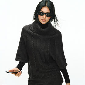 Ariseism 美式复古设计感高领套头绞花毛衣女秋冬新款上衣