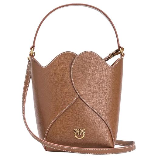 【招财好运满袋】pinko 品高品牌徽标可拆卸肩带 牛皮革层革 水桶包 商品图3