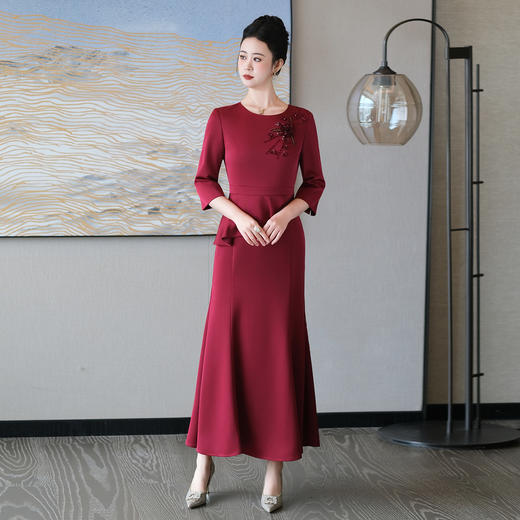 5IF5507-1高端喜婆婆婚宴装2025新款喜妈妈婚礼服小个子高贵日常可穿连衣裙 商品图1