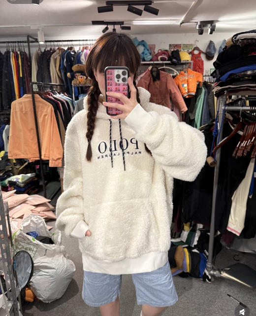 原单拉夫*伦男女款羊羔绒连帽卫衣122001 商品图11