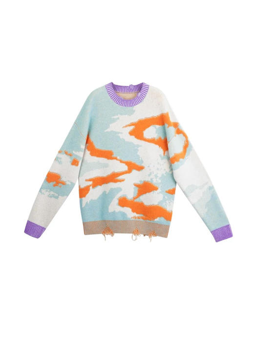 抽象水纹提花羊绒衫 商品图0