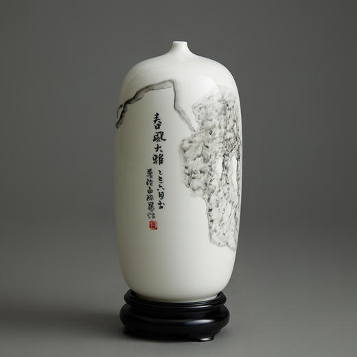 普陀山书院“禅悦”手绘白瓷梅瓶 花卉系列 商品图3