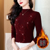 KQL711H1917 2025秋冬新款高货烫钻凤尾花型加绒高领长袖T恤上衣打底衫女 商品缩略图5