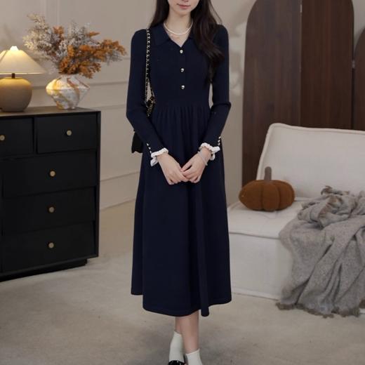 鹿向南「璀璨星河」法式V领连衣裙女2025新款秋冬气质显瘦A字裙子QYM002404-2/QYM002404-1 商品图1