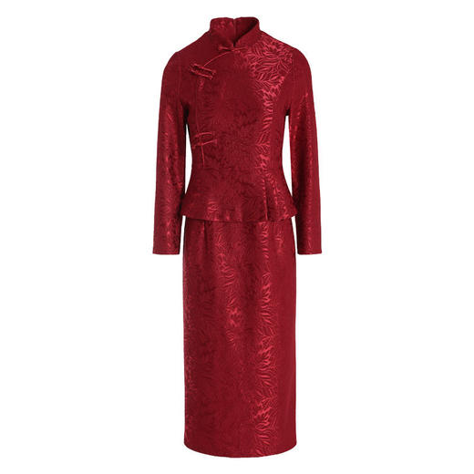 4IA1082-1高端婚宴礼服妈妈装秋冬喜婆婆假两件套中式婚礼裙子 商品图4