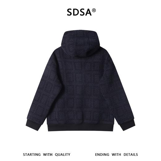 26WY14SDSA男士秋冬新款痞帅男装简约撞色格纹半拉链立领连帽卫衣百搭 商品图5