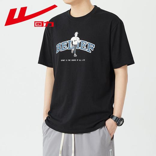 回力短袖t恤男士夏季新款重磅纯棉美式宽松印花白色潮牌上衣 商品图9