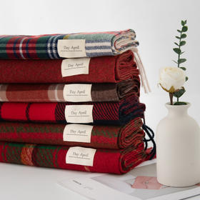 新年安可拉红格子仿羊绒围巾冬季氛围感百搭羊绒手感围脖保暖披肩男女