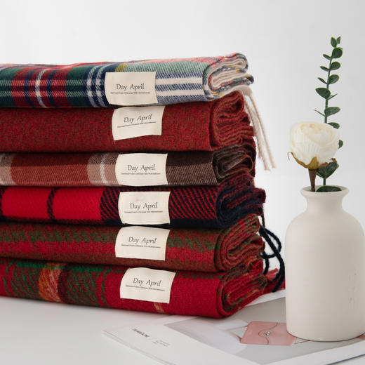 新年安可拉红格子仿羊绒围巾冬季氛围感百搭羊绒手感围脖保暖披肩男女 商品图0