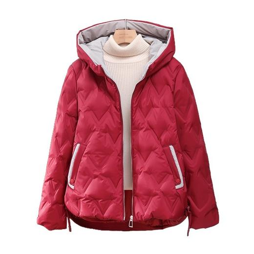 丁摩 短款羽绒服女冬修身显瘦时尚保暖轻薄时尚白鸭绒连帽外套5ZF-12228 商品图4