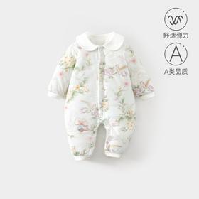 婴儿夹棉连体衣薄款宝宝秋冬季a类加棉爬爬服哈衣外出新生儿棉服
