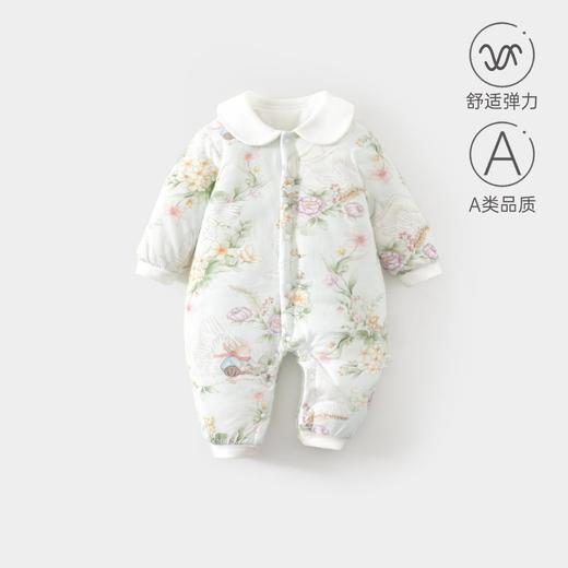 婴儿夹棉连体衣薄款宝宝秋冬季a类加棉爬爬服哈衣外出新生儿棉服 商品图0