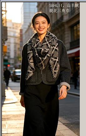 58HL11羊绒提花三角巾 商品图0