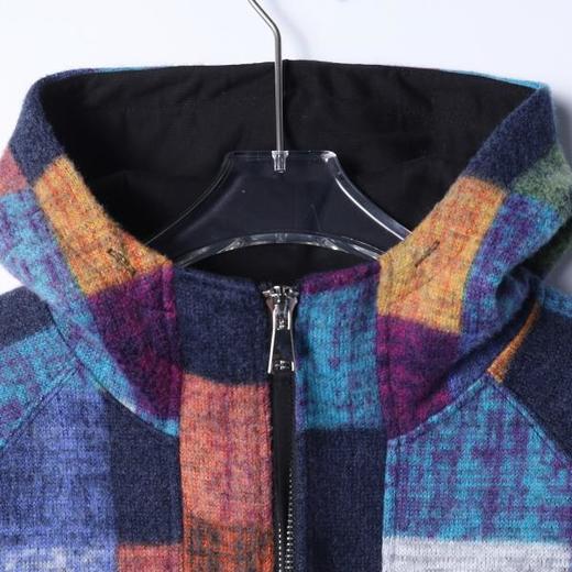 WY1517SDSA秋冬新款痞帅男装时尚撞色格子设计半拉链立领连帽卫衣高级感 商品图2