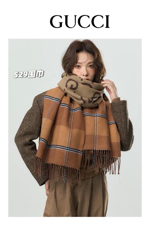 D122129情侣款可双面佩戴保暖舒适亲肤羊绒围巾 商品图5