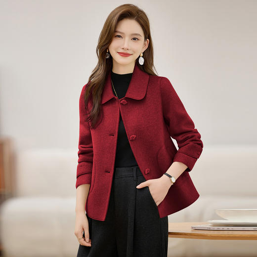 ZYQ22397小香风双面羊毛大衣小个子毛呢外套2025秋冬季新款精致短款上衣 商品图2