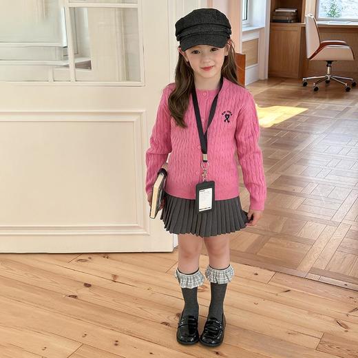 艾摩贝贝儿童秋季保暖绞花毛衣女童休闲洋气针织麻花开衫外套上衣 商品图3