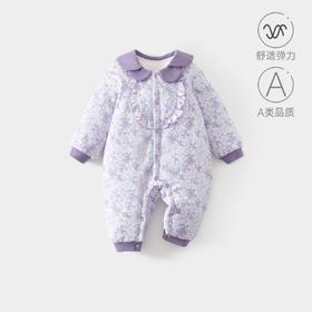 婴儿夹棉连体衣加厚宝宝秋冬季a类加棉爬爬服哈衣外出新生儿棉服