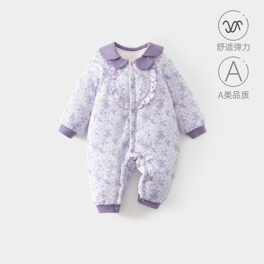 婴儿夹棉连体衣加厚宝宝秋冬季a类加棉爬爬服哈衣外出新生儿棉服 商品图0