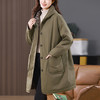 丁摩 咖绿色连帽棉服女中长款秋冬季新款加厚保暖棉袄棉衣外套5ZF-2820 商品缩略图0