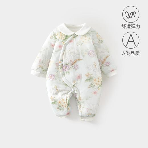 婴儿夹棉休闲连体衣宝宝秋冬季a类加棉爬爬服哈衣外出新生儿棉服 商品图0