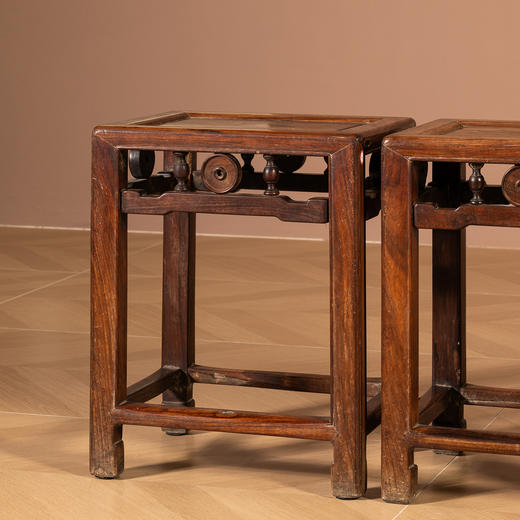 清代  红木铜钱工方凳（一堂） 商品图1