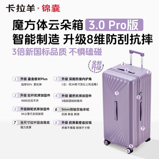 【云朵箱3.0升级款】卡拉羊x锦囊纯PC魔方体科技鎏金板材行李箱CN8139 商品图2