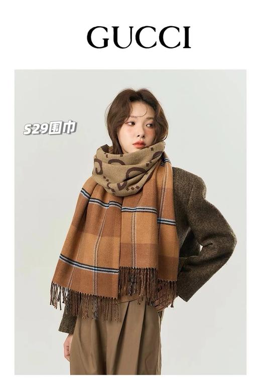 D122129情侣款可双面佩戴保暖舒适亲肤羊绒围巾 商品图4