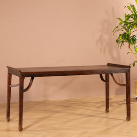 清代  红木霸王枨马蹄腿翘头画桌