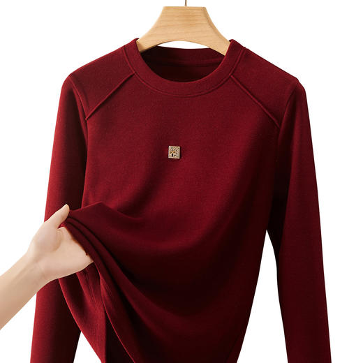 丁摩 新款圆领德绒打底衫女秋冬内搭含羊毛蚕丝加绒加厚保暖中领上5ZF-M969 商品图4