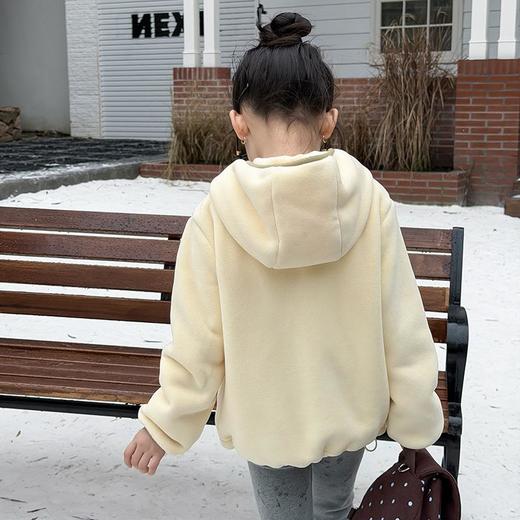 艾摩贝贝儿童冬季软而不压保暖休闲校园时髦卫衣软萌毛绒连帽外套 商品图2