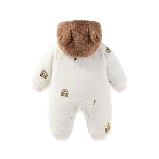 新品冬季婴儿连体衣法兰绒新生儿宝宝加厚保暖加棉拉链款外套抱衣 商品图3