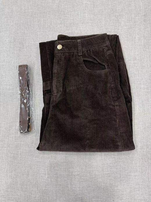 D122117冬季新款复古宽松简约灯芯绒棕色阔腿裤弯刀休闲裤香蕉裤长裤 商品图2