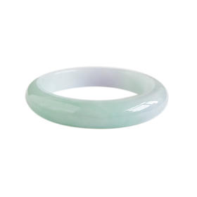 【天然正品】A货翡翠天然精品细腻无杂裂糯种春带彩57号翡翠手镯57.3MM 051225NJM22